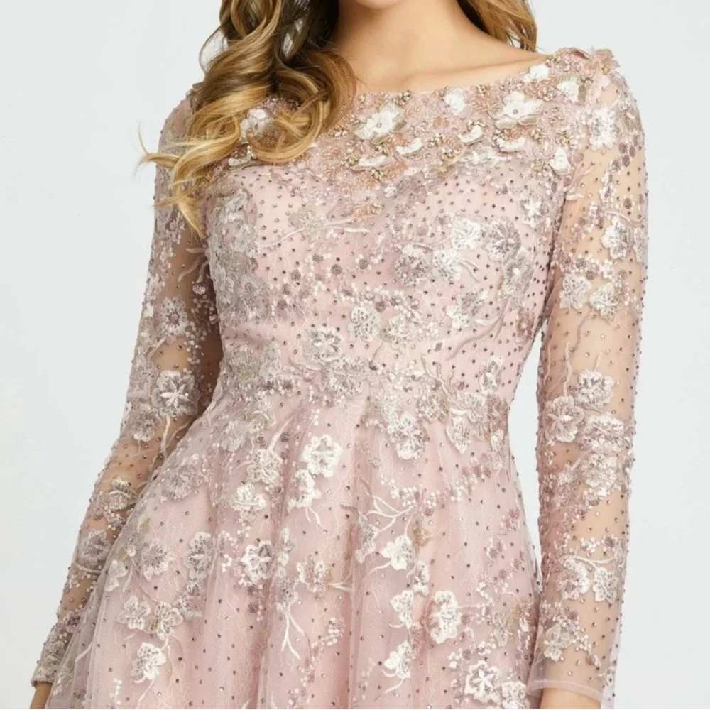 Mac Duggal NWT Rose LS Beaded Floral Dress size 4 #67501 - Picture 3 of 12